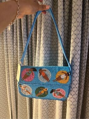 Marshalls Blue Beaded Shoulder Bag with Swimmer Motifs